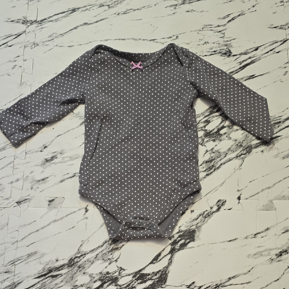 Hudson Baby Gray and White Polka Dot Bodysuit